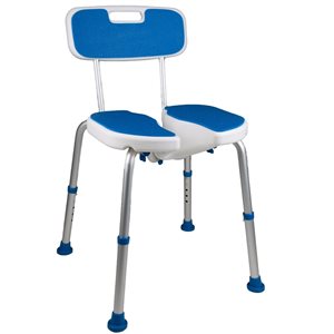 PCP 7105 Aluminum/Blue Shower Safety Padded Seat with Backrest