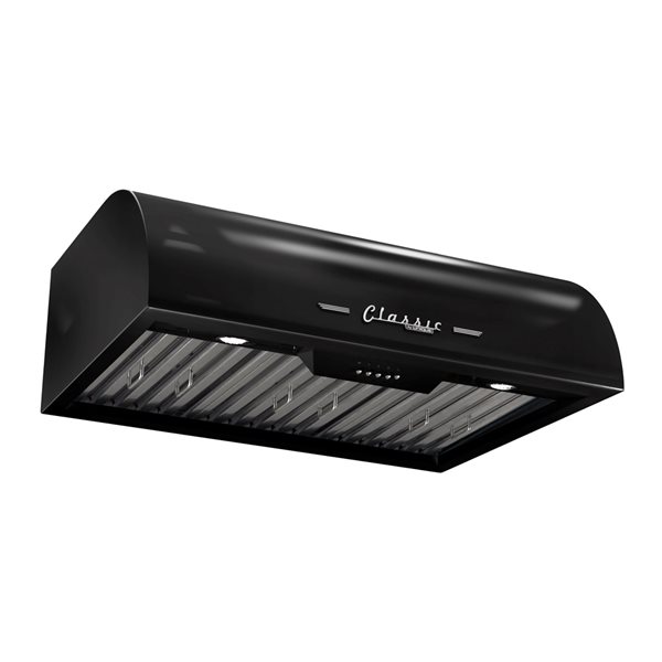 Unique Classic Retro 30-in 700 CFM Ducted Midnight Black Undercabinet Range Hood with Charcoal Filter Included