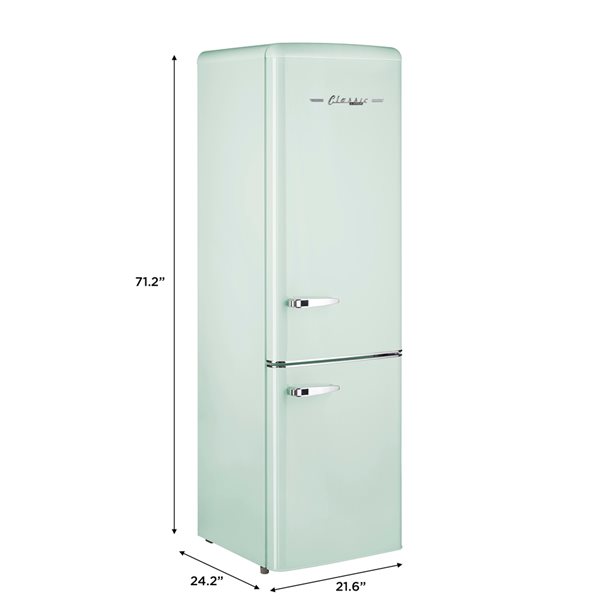 Big Chill Retro Sea Foam Green Slim Refrigerator