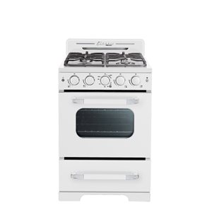 Unique Classic Retro Marshmallow White 24-in 4 Burners 2.9-cu ft Manual Cleaning Convection Oven Freestanding Gas Range