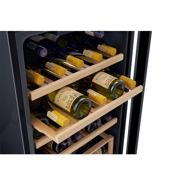 Unique Classic Retro Midnight Black 28-Bottle Freestanding Wine Cooler