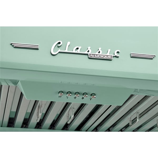 Unique Classic Retro 30-in 700 CFM Ducted Summer Mint Green Undercabinet Range Hood with Charcoal Filter Included