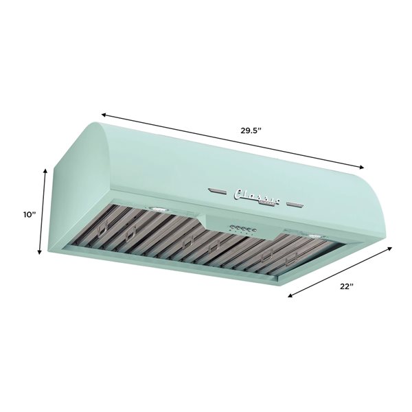 Unique Classic Retro 30-in 700 CFM Ducted Summer Mint Green Undercabinet Range Hood with Charcoal Filter Included