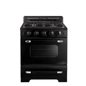 Unique Classic Retro Black 30-in 4 Burners 3.9-cu ft Manual Cleaning Convection Oven Freestanding Gas Range