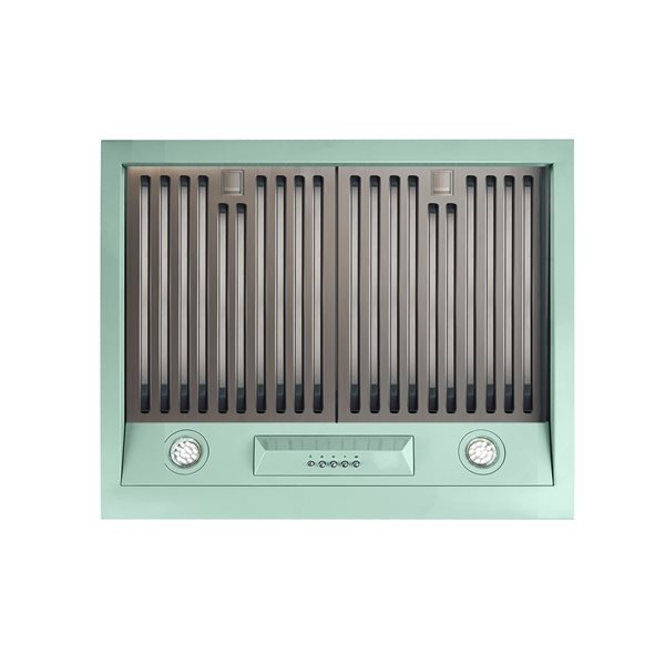 Hotte sous armoire de 24 po et 500 pi³/min vert menthe Classic Retro par Unique avec conduit et filtre