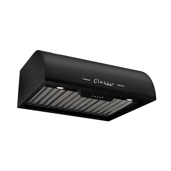 Unique Classic Retro 24-in 500 CFM Ducted Midnight Black Undercabinet Range Hood with Charcoal Filter Included