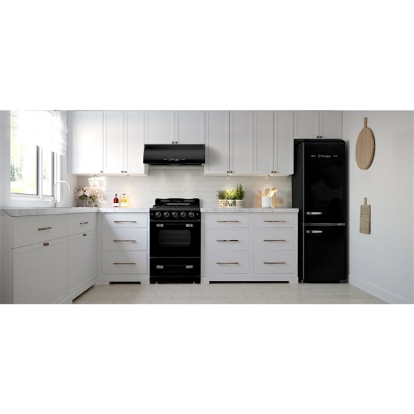 Unique Classic Retro 24-in 500 CFM Ducted Midnight Black Undercabinet Range Hood with Charcoal Filter Included