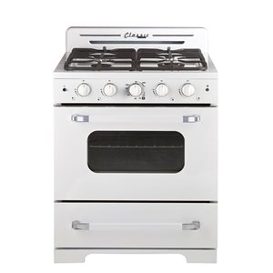 Unique Classic Retro Marshmallow White 30-in 4 Burners 3.9-cu ft Manual Cleaning Convection Oven Freestanding Gas Range