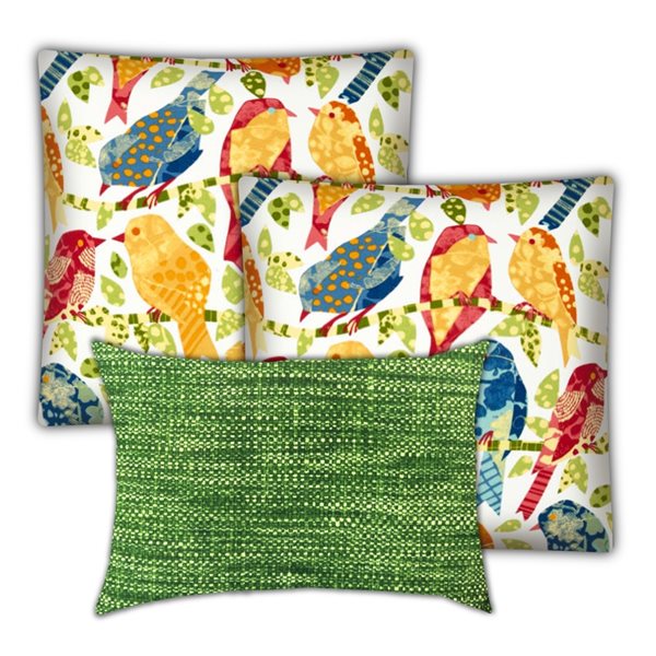 Joita Home 18-in W x 18-in L Square Indoor/Outdoor Birds on Parade Pillows and Lumbar Pillow - Set of 3