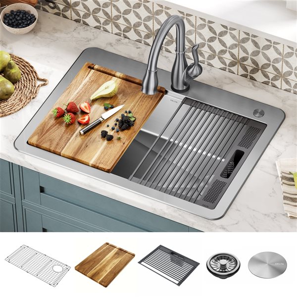 Delta Lorelai 30-in Top Mount Single Bowl Kitchen Sink