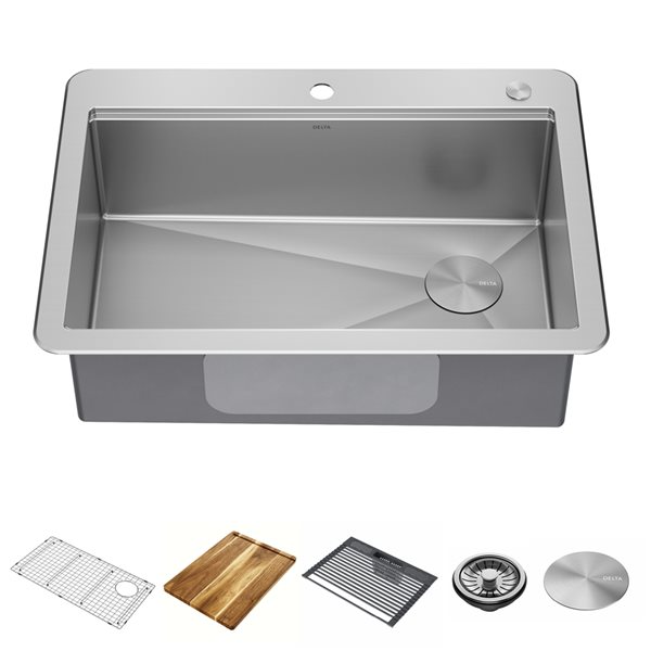 Delta Lorelai 30-in Top Mount Single Bowl Kitchen Sink