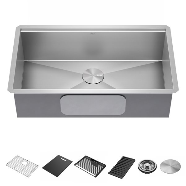 Delta Rivet 32-in Stainless Steel Undermount Single Bowl Kitchen Sink