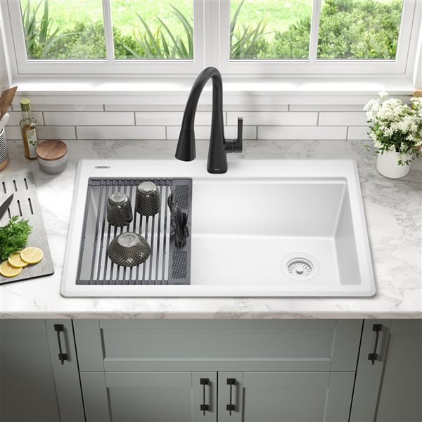 Delta Everest 33-in Top Mount Kitchen Sink in White