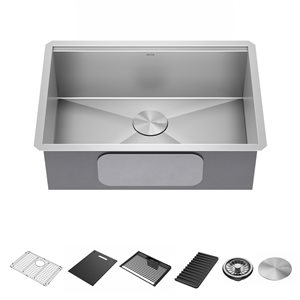 Delta Rivet 27-in Stainless Steel Undermount Workstation Single Bowl Kitchen Sink