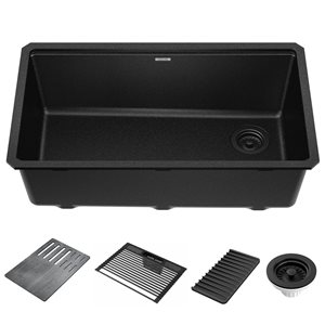 Delta Everest 33-in Granite Undermount Kitchen Sink in Metallic Black