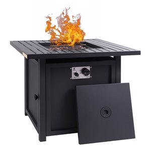 Upland 30-in W 50,000 BTU Black Powder Coating Tabletop Iron Liquid Propane Fire Table