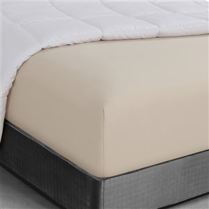 Swift Home Twin Extra-Long Cream Microfibre Fitted Bed Sheet