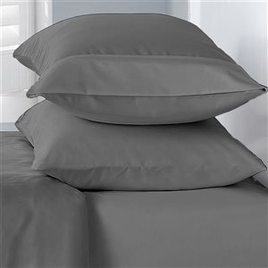 Swift Home Grey Standard Microfibre Pillow Case - Pack of 2