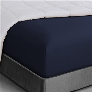 Swift Home Queen Navy Blue Microfibre Fitted Bed Sheet