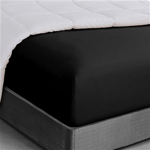 Swift Home Twin Extra-Long Black Microfibre Fitted Bed Sheet