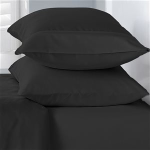 Swift Home Black Standard Microfibre Pillow Case - Pack of 2