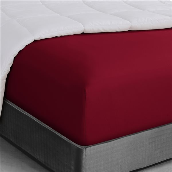 Swift Home Queen Burgundy Microfibre Fitted Bed Sheet