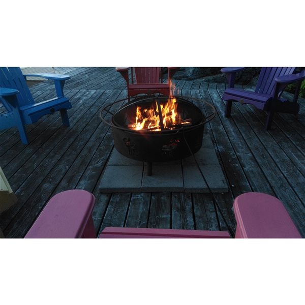 Bear Chair 36-in Antique Patina Steel Wood-burning Fire Pit