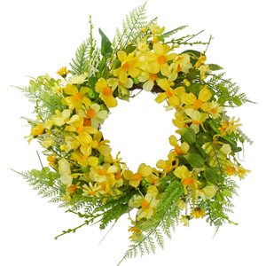 Northlight 23-in Yellow Artificial Daisy Wreath