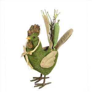 15-in Green/Brown Chicken Spring Figurine