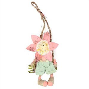 23-in Pink/Green Hanging Sunflower Girl Spring Figurine