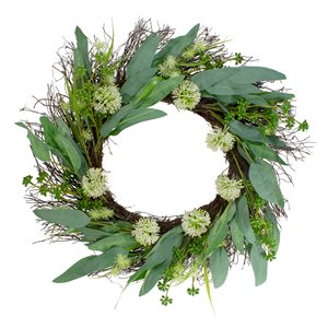 Northlight 23-in Green/White Artificial Olive Leaf Wreath