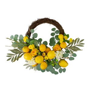 Northlight 18-in Yellow Artificial Lemon and Flower Wreath