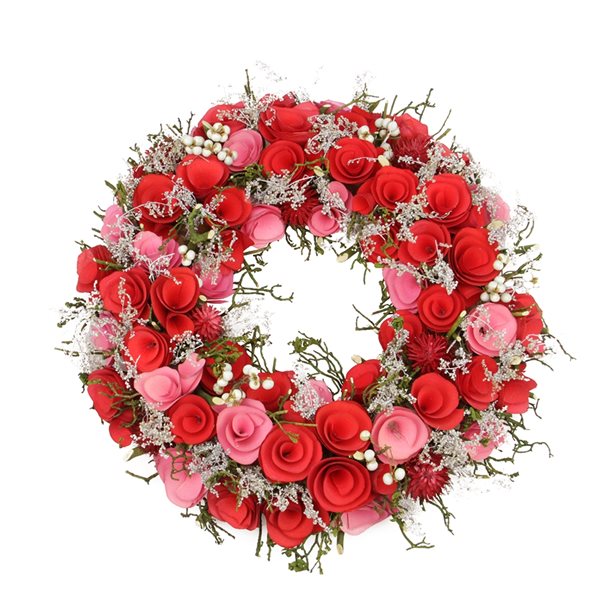 Northlight 13-in Pink/Red Artificial Rose Wreath