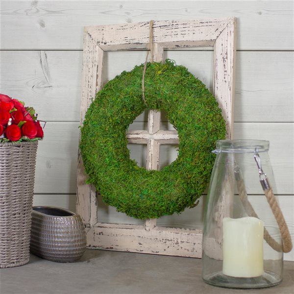 Northlight 13.7-in Green Artificial Moss Wreath