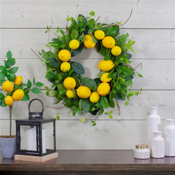 Northlight 20-in Yellow/Green Artificial Lemon Wreath