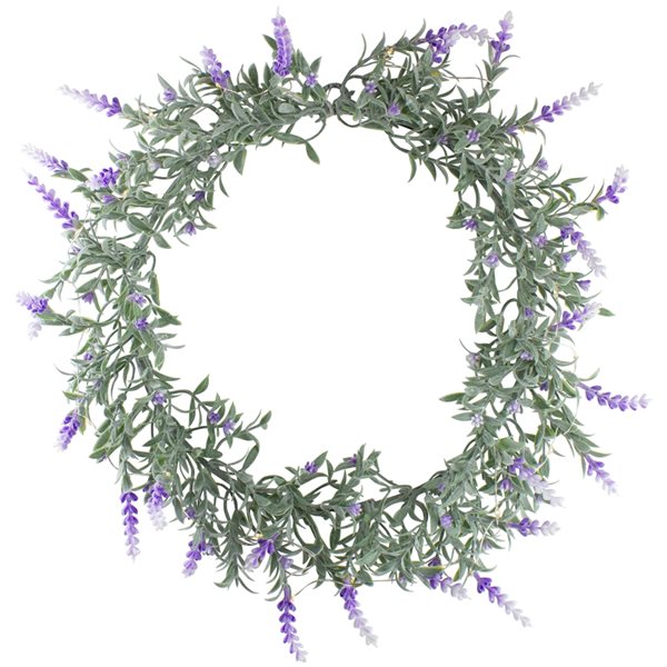 Northlight 16-in Green/White/Purple Artificial Lavender Wreath with LED Lights