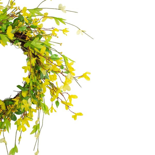 Northlight 20-in Yellow Artificial Forsythia Wreath