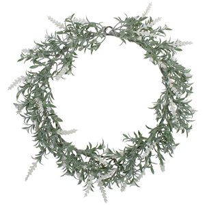 Northlight Green/White 16-in Artificial Lavender Wreath with LED Lights