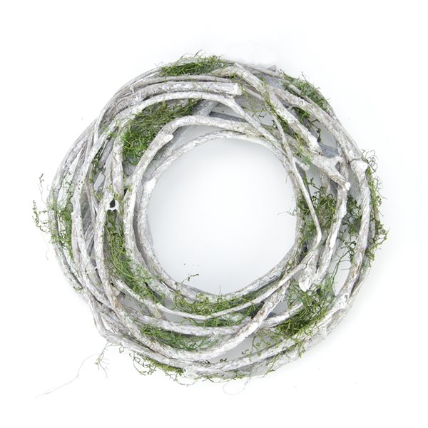 Northlight Twig and Moss Artificial Round Spring Wreath 8-Inch Unlit