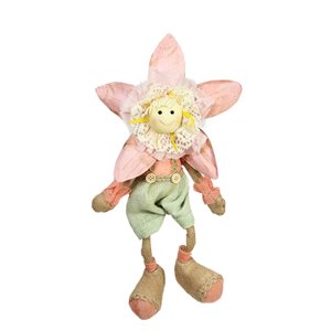 17-in Pink/Green Standing Sunflower Girl Spring Figurine