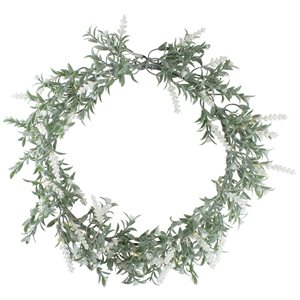 Northlight 16-in Green/White Artificial Lavender Wreath with LED Lights