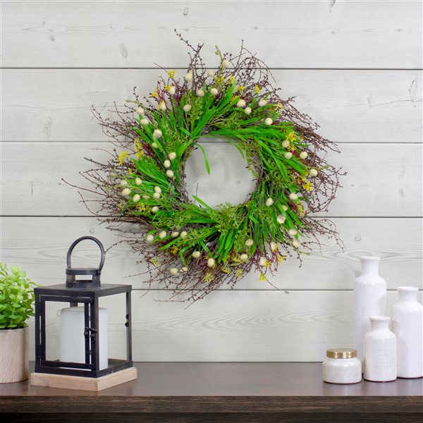 Northlight 18-in Green Artificial Grass Wreath