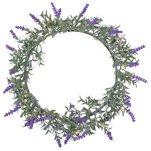 Northlight 16-in Green/Purple Artificial Lavender Wreath with LED Lights