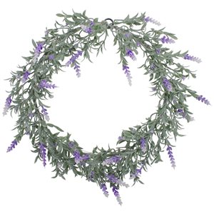 Northlight Green/White/Purple 16-in Artificial Lavender Wreath with LED Lights