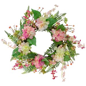 Northlight 20-in Pink Artificial Hydrangea Wreath