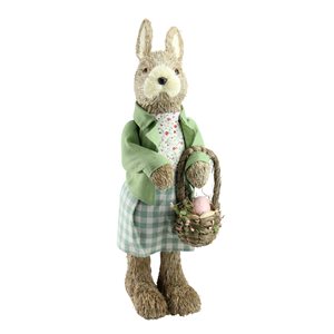 20.25-in Sisal Easter Bunny with Egg Basket Spring Figurine