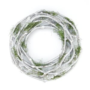 Northlight 11-in White/Green Artificial Twig and Moss Wreath