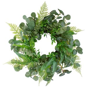 Northlight 24-in Green Artificial Eucalyptus and Fern Wreath