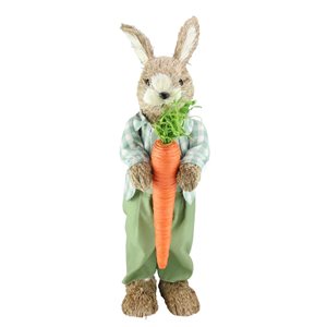 19-in Sisal Easter Bunny with Carrot Spring Figurine