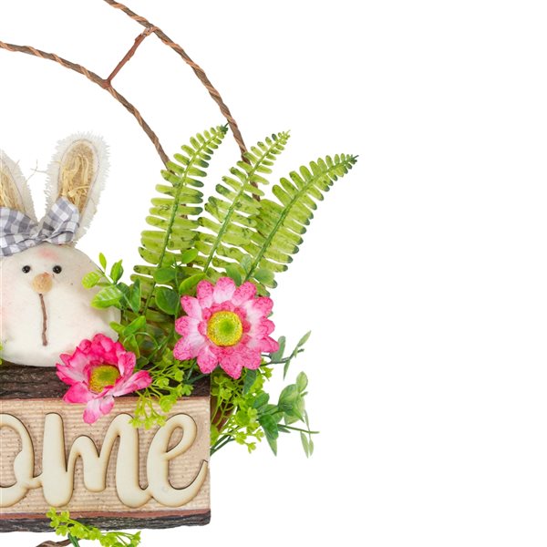 Northlight 17-in Green/Pink Easter Bunny Artificial Flower Wreath